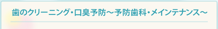 歯のクリーニング・口臭予防～予防歯科・メインテナンス～